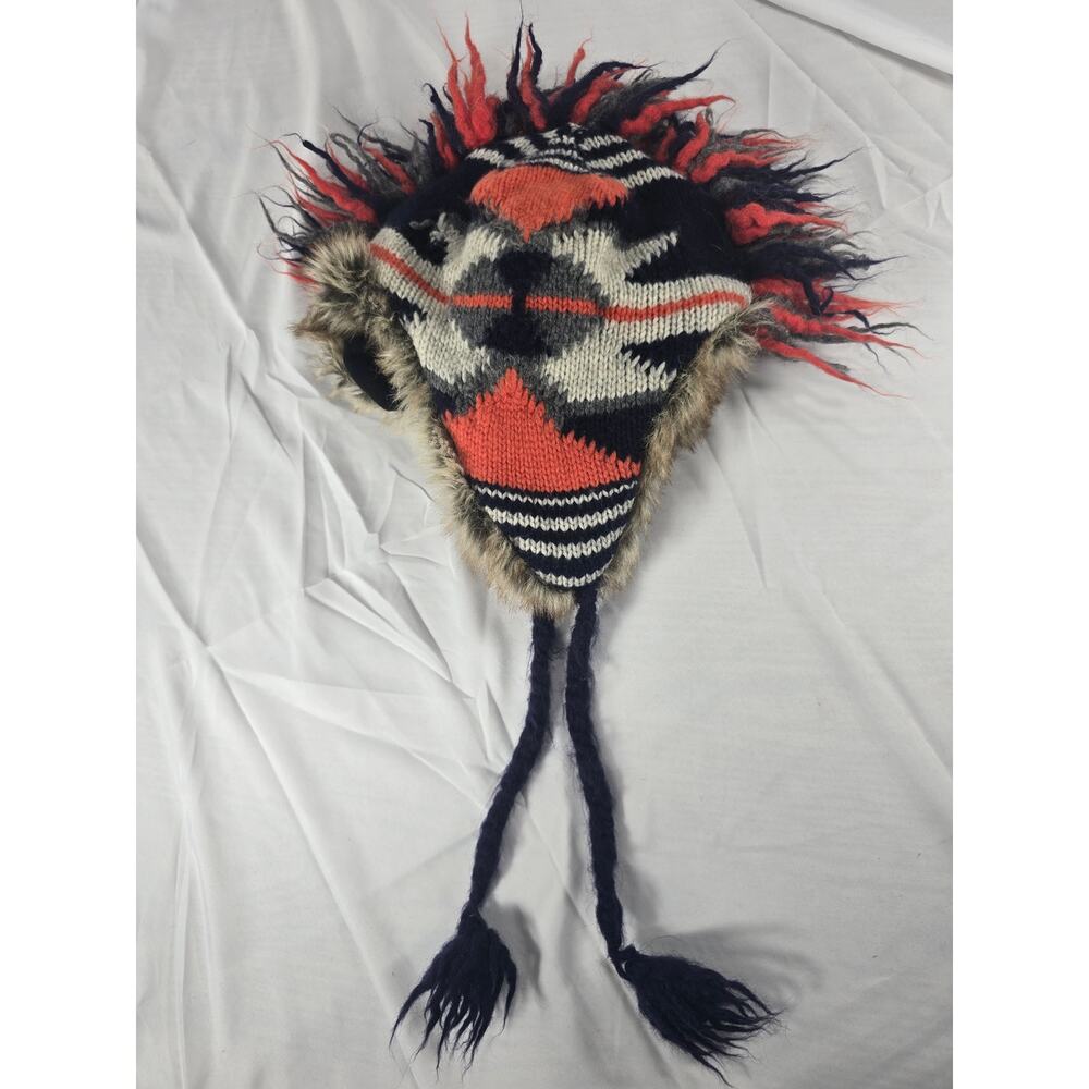 American Eagle Outfitters Mohawk Trapper Hat Knit Faux Fur Lined Winter Unisex